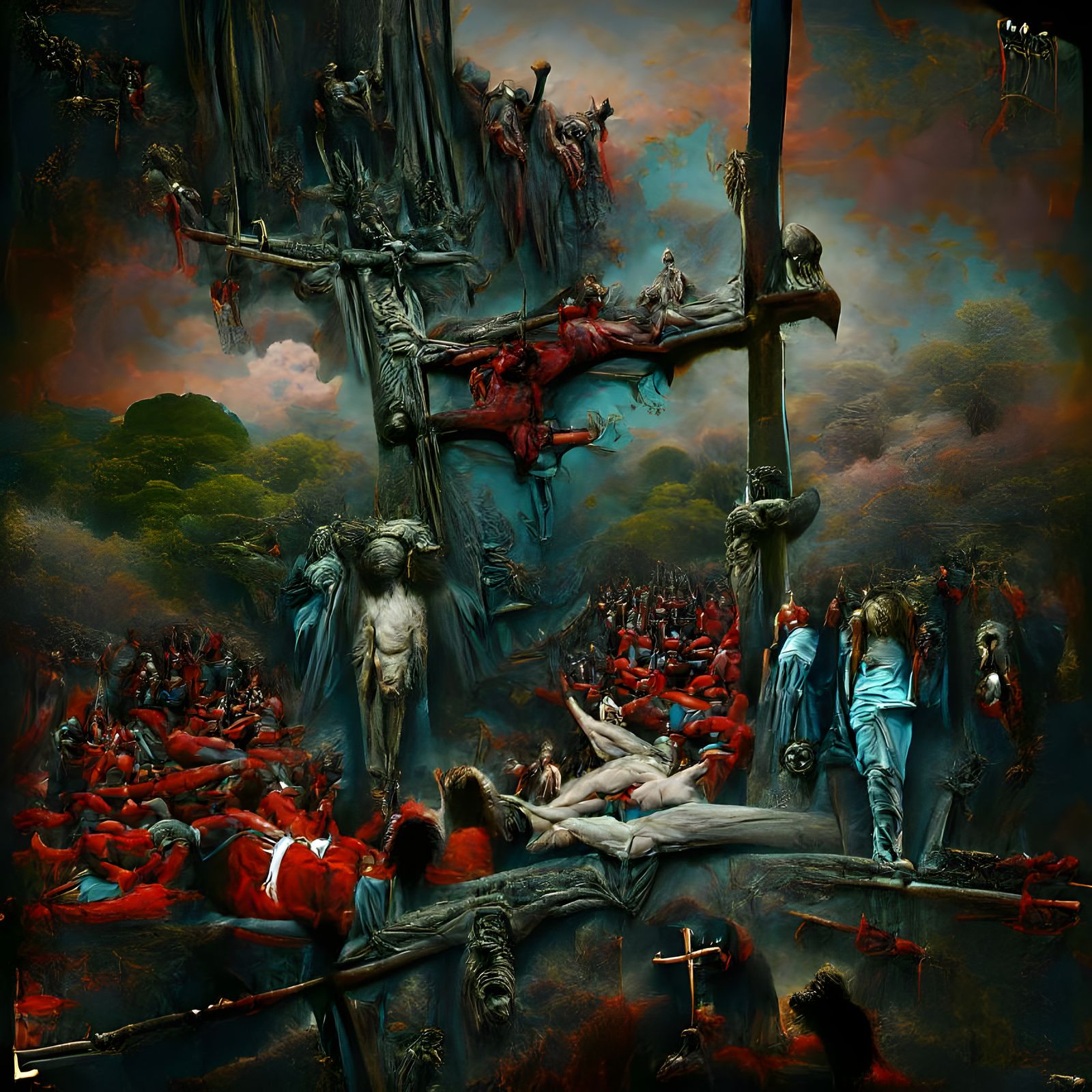 Hell Crucifixion in Doré Style