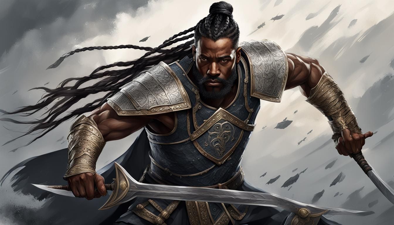 Nordthra Warrior Aldis in a Sun-Drenched Savannah