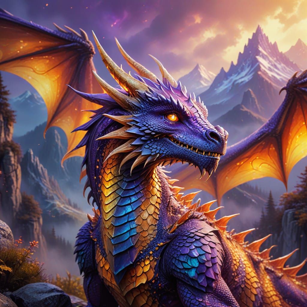 Enchanted Dragon in Whimsical Fairy Tale Realm