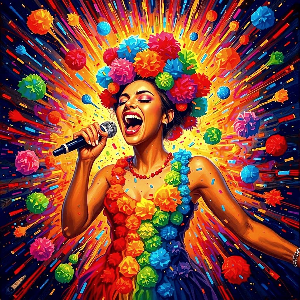 Exploding Pom Pom Pop Star Singing