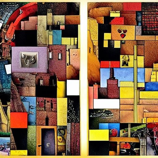 Light Beams Distinguish Black and White, Collage Art