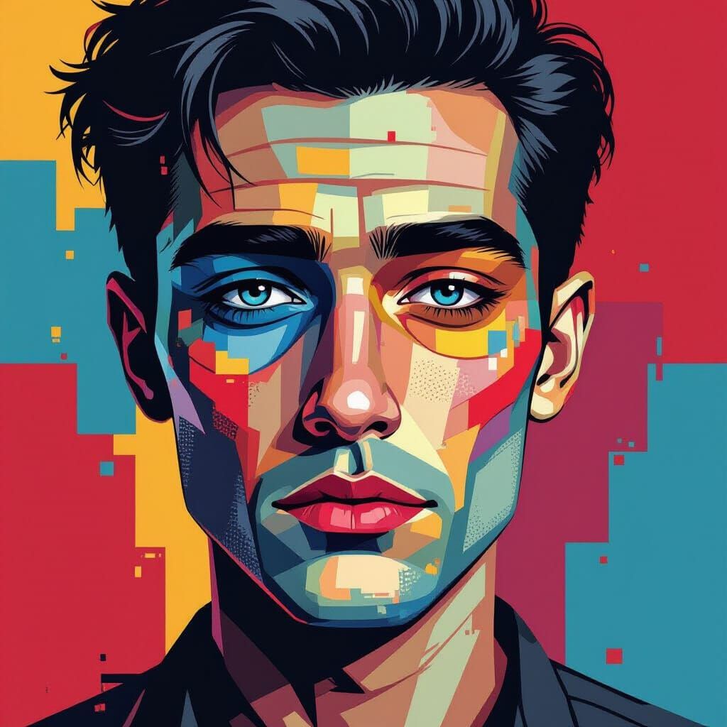 Distorted Portrait in Digital Surrealism Style