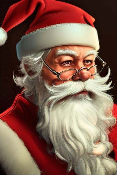 Festive Santa Squirrel Portrait in Hyperdetailed Style