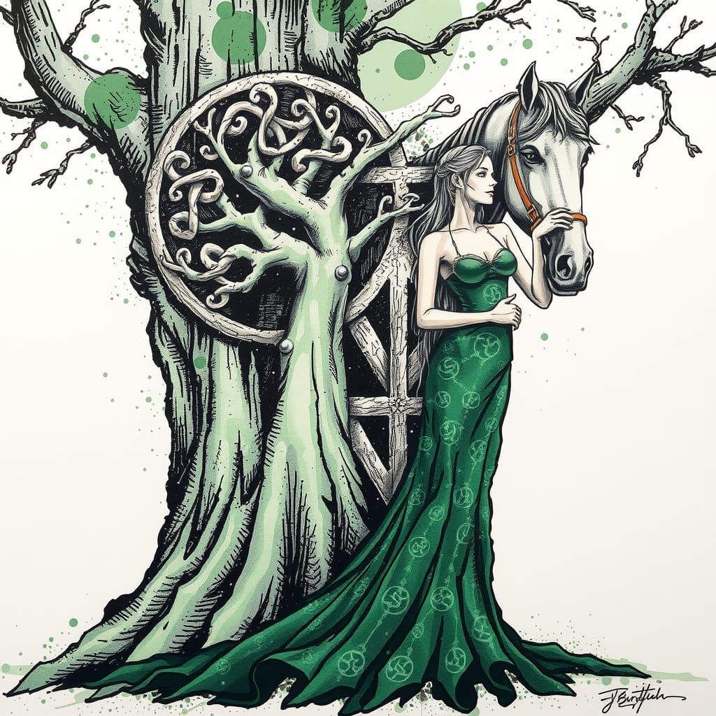 Celtic Tree of Life Ink Splatter Art