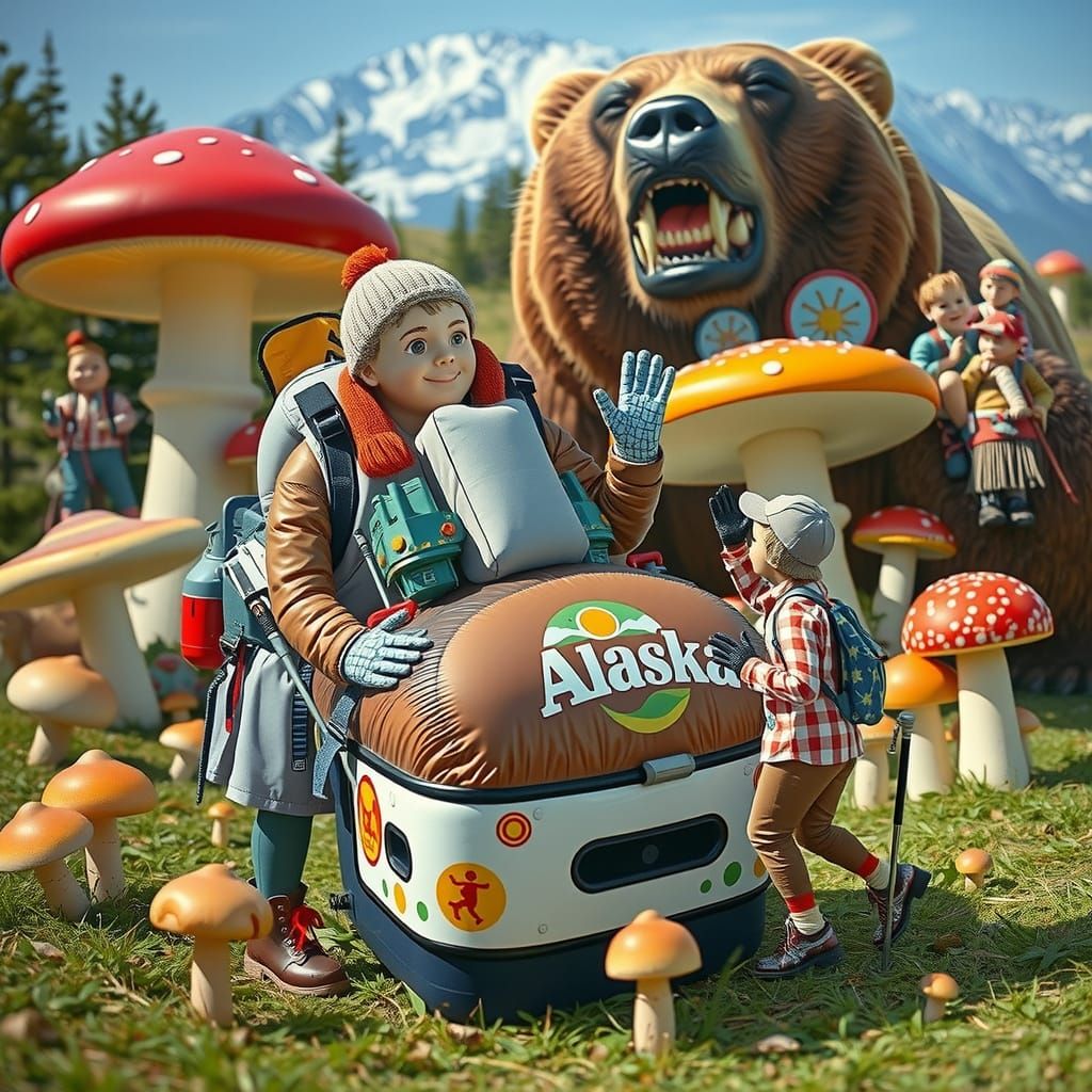 Giant Hiker vs Grizzly Bear: Absurd Realism