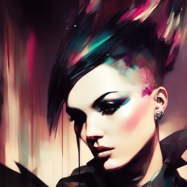 Punk Woman Portrait in Speedpaint Fine Art Style