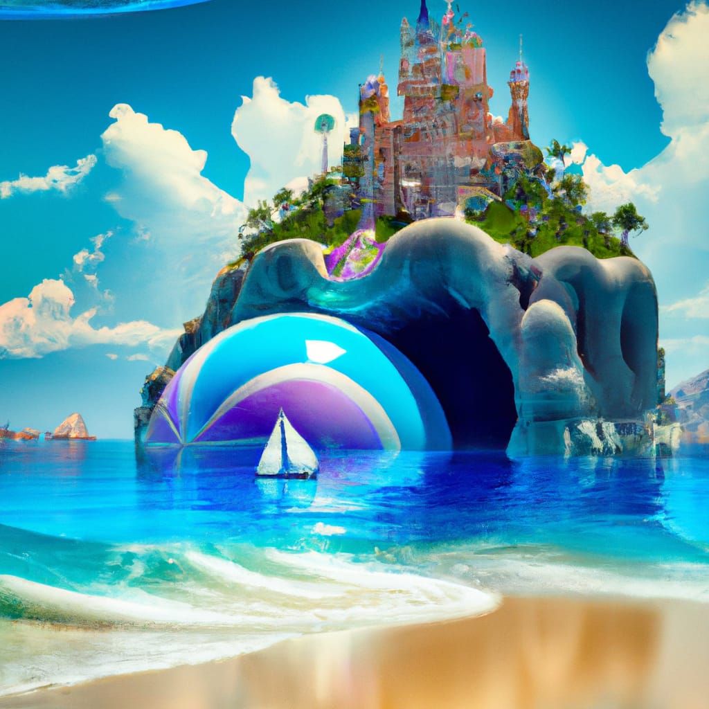 Tropical Beach Paradise in a Detailed Digital Painting