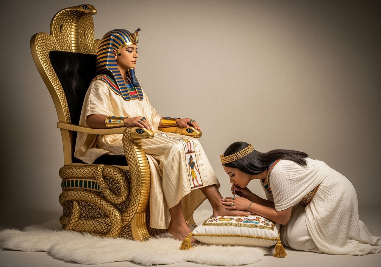 Regal Egyptian Pharaoh on Emerald Throne