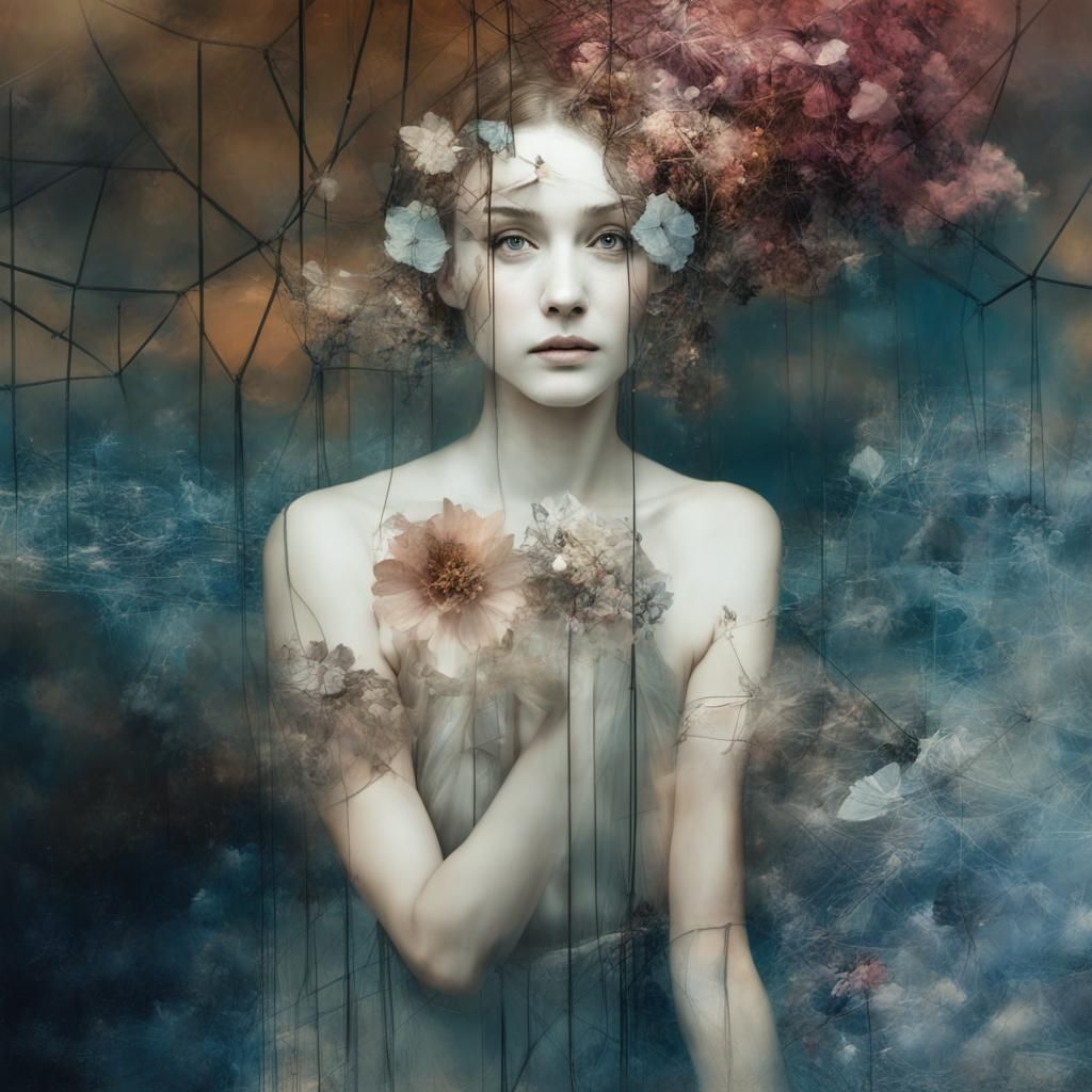 Ballerina Double Exposure in Mixed-Media Collage