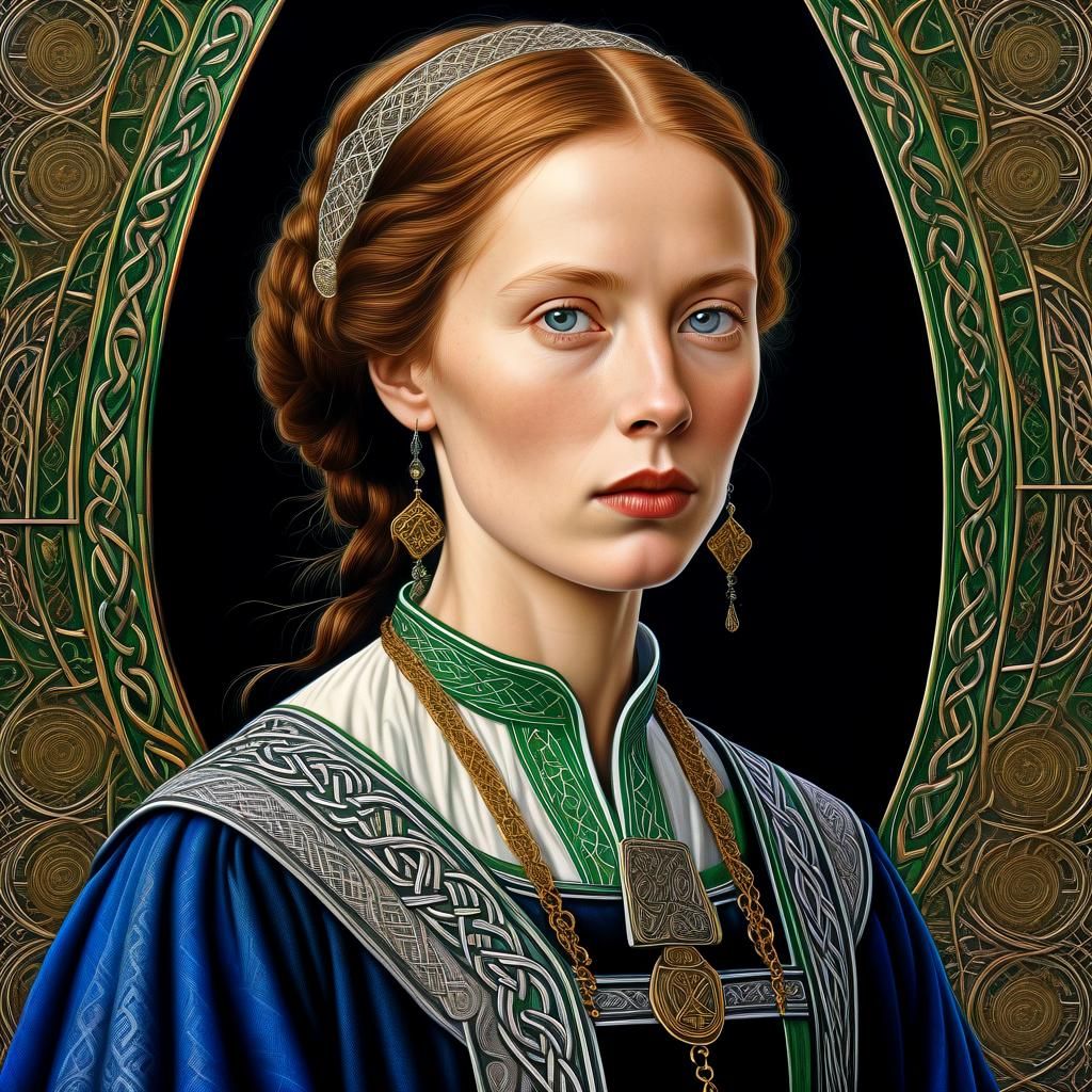 Celtic Beauty Portrait in Rogier van der Weyden Style