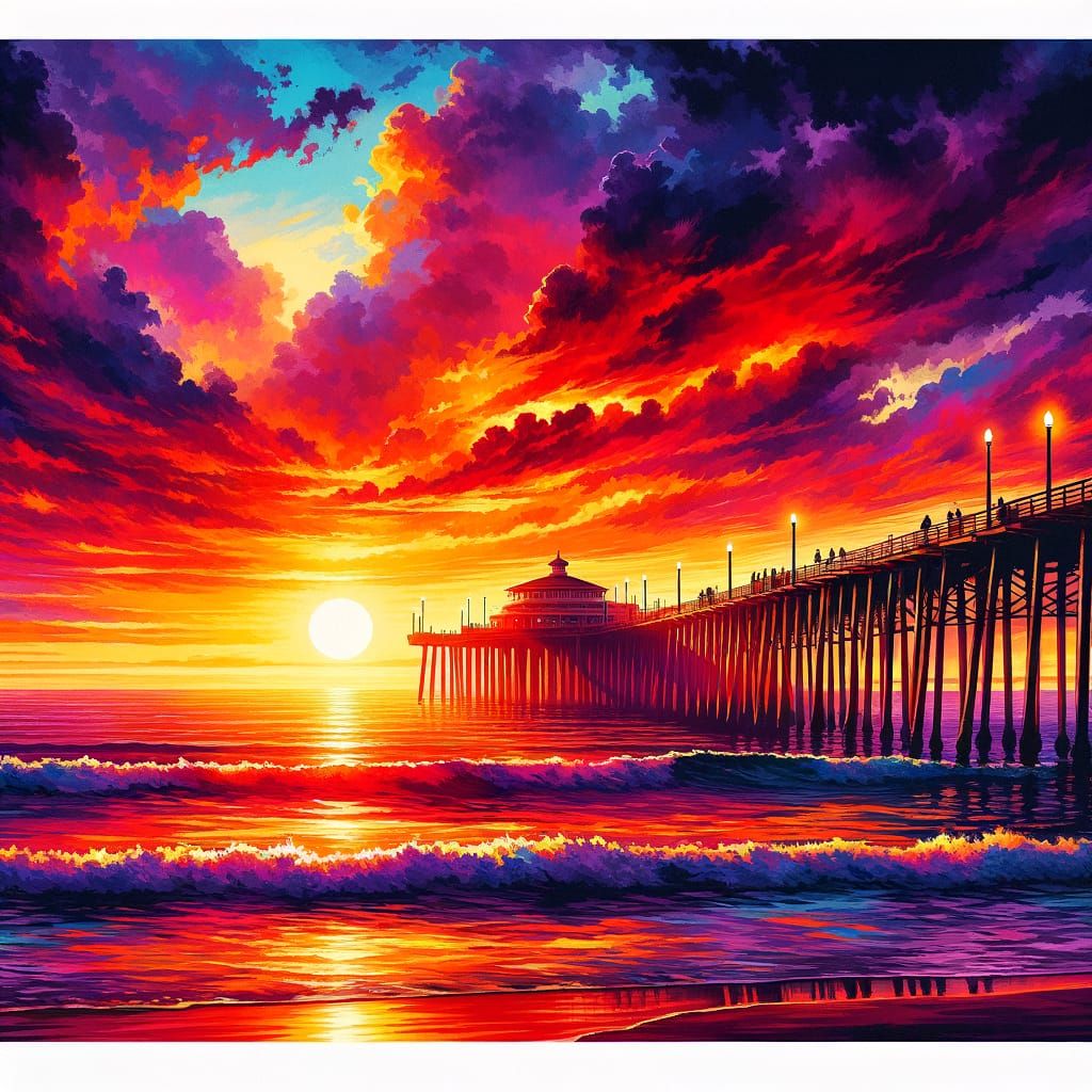 Pacific Ocean Sunset at Ocean Beach Pier