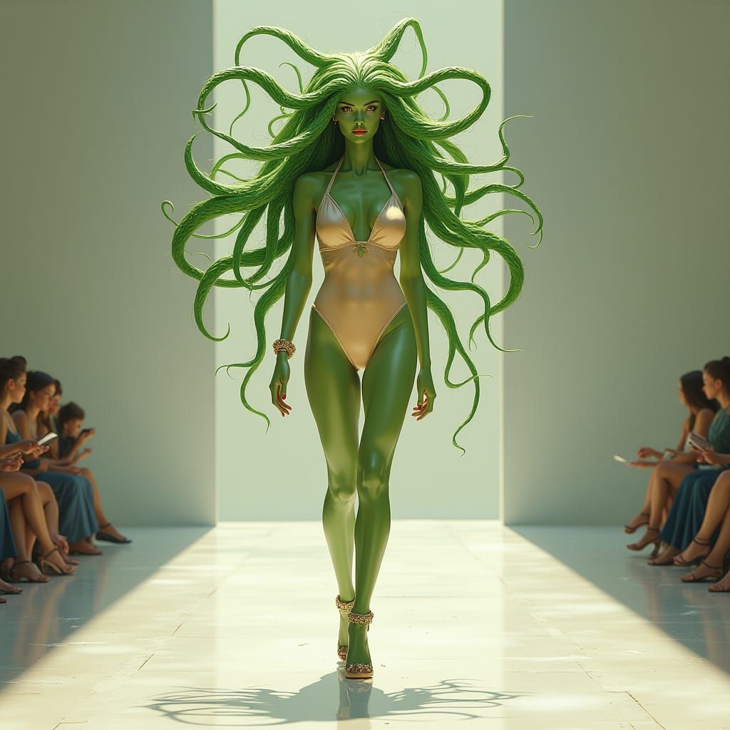 Venusian Woman on Runway in Pino Daeni Style