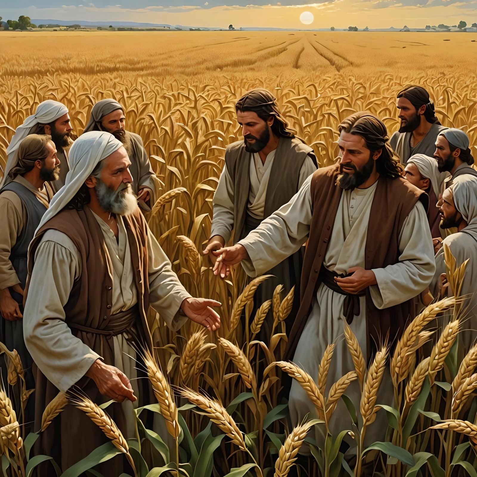 Jesus and Disciples in Grainfields: Digital Art