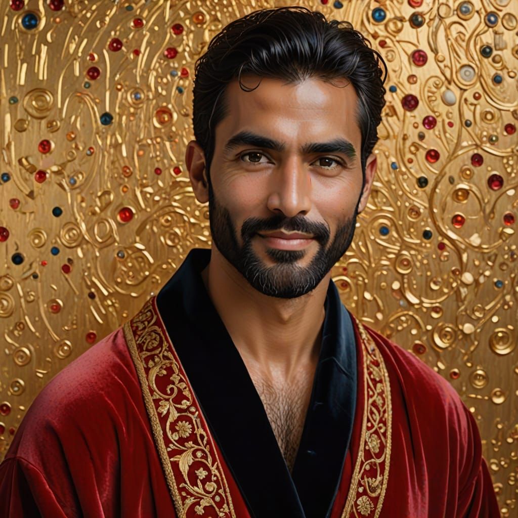 Expressionist Portrait: Man in Red Velvet Bathrobe
