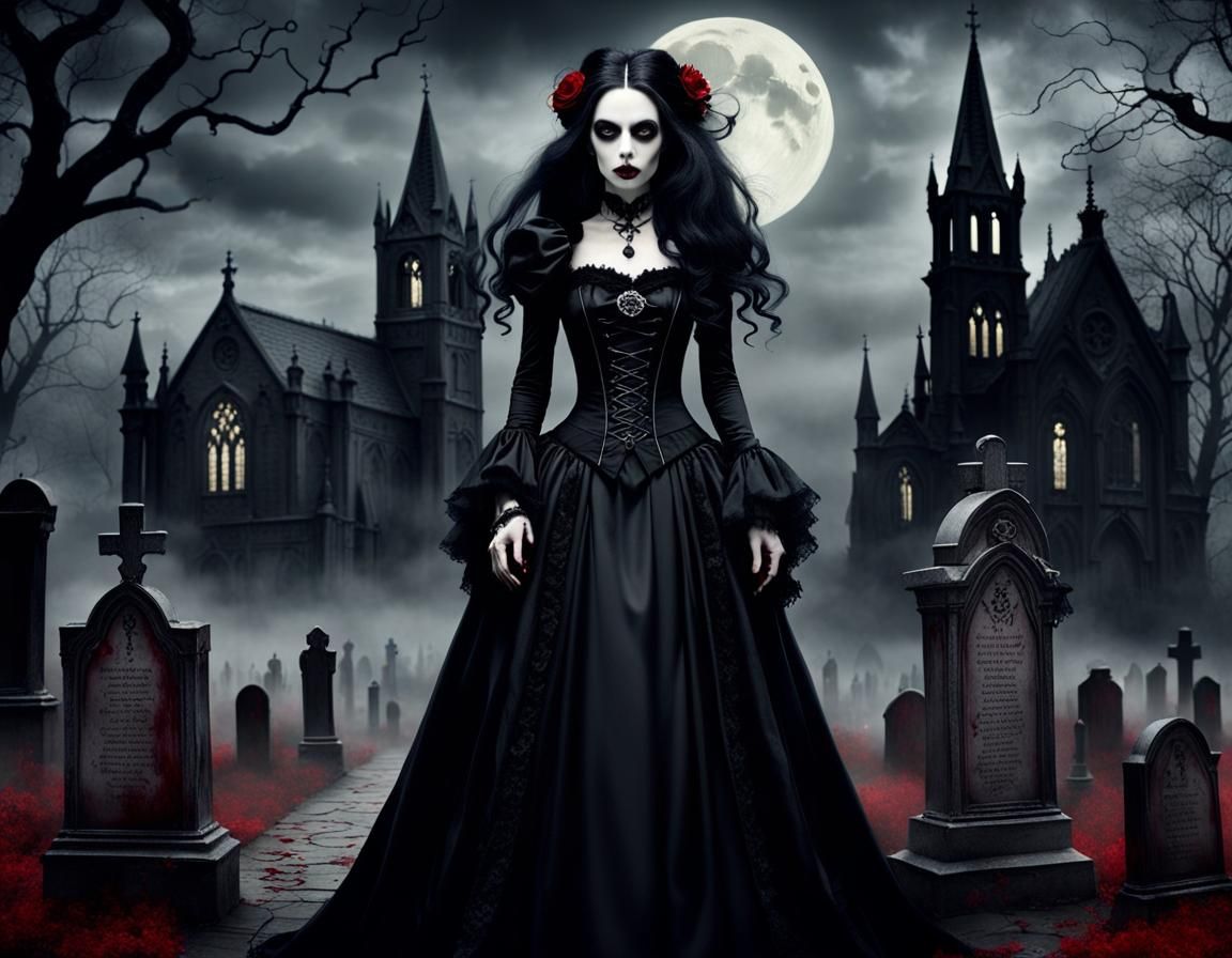 Gothic Vampire in Tim Burton and Victoria Frances Style