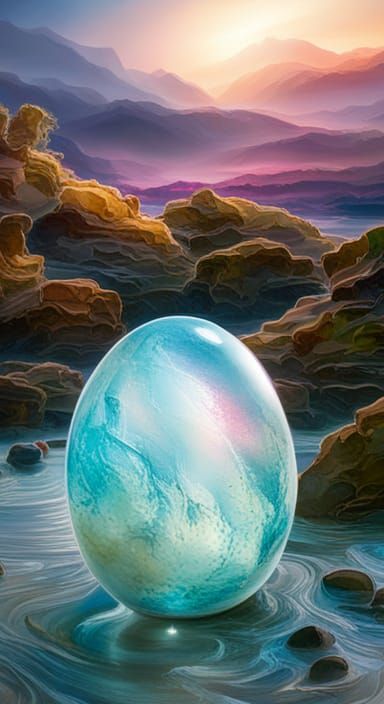 Aquamarine Crystal Egg with Magenta Spots