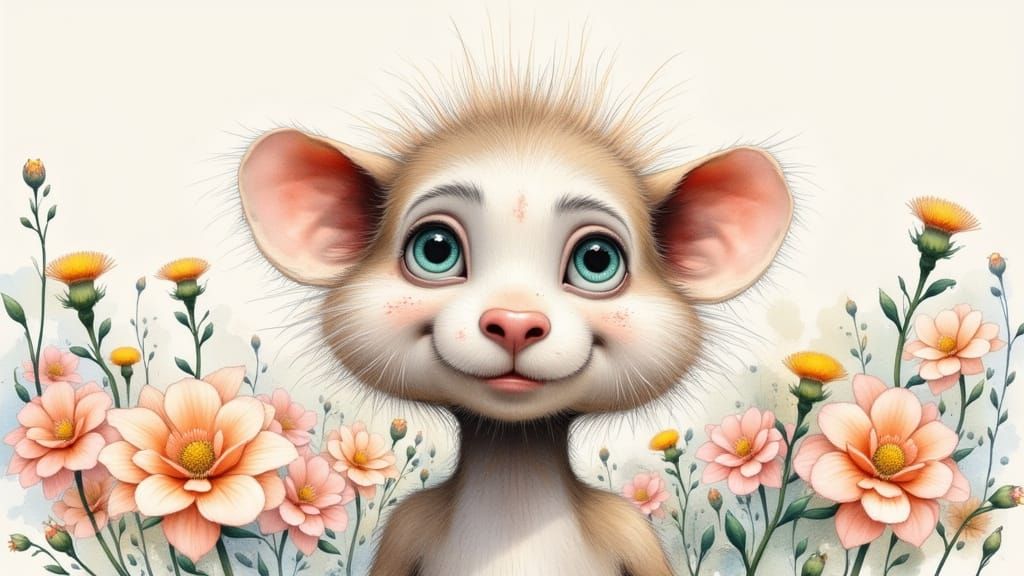Whimsical Mouse in Digital Watercolor Style