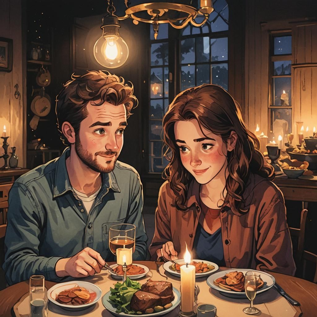 Romantic Candlelit Dinner Portrait