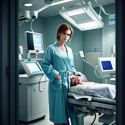 Hospital Scene: Emma Watson on Gyno Chair, Digital Art