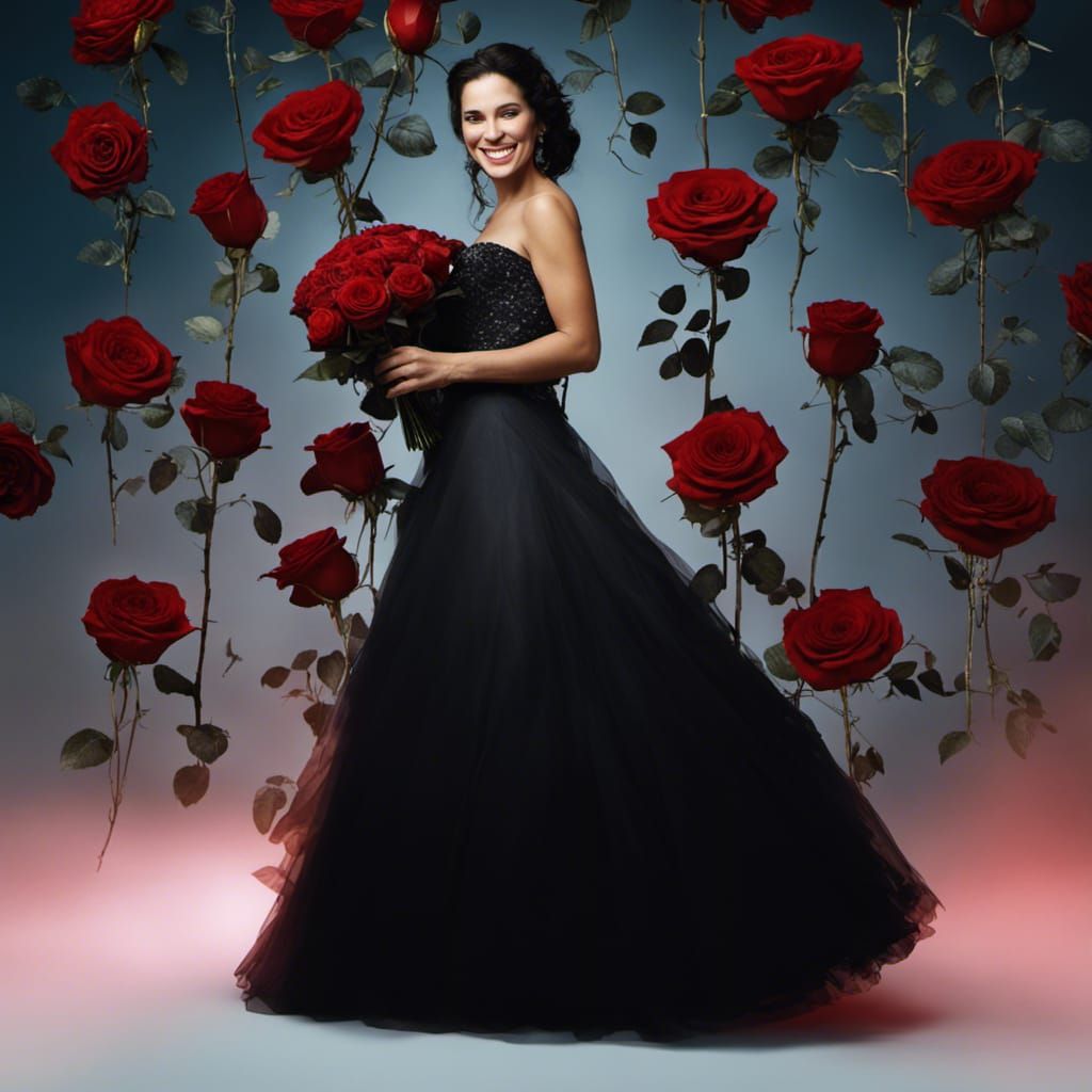 Bride in Black Wedding Gown Portrait