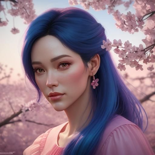 Cherry Blossoms in Vibrant 3D Digital Art