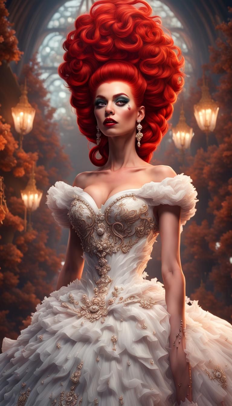 Drag Queen in White Wedding Dress: Fantasy Concept Art