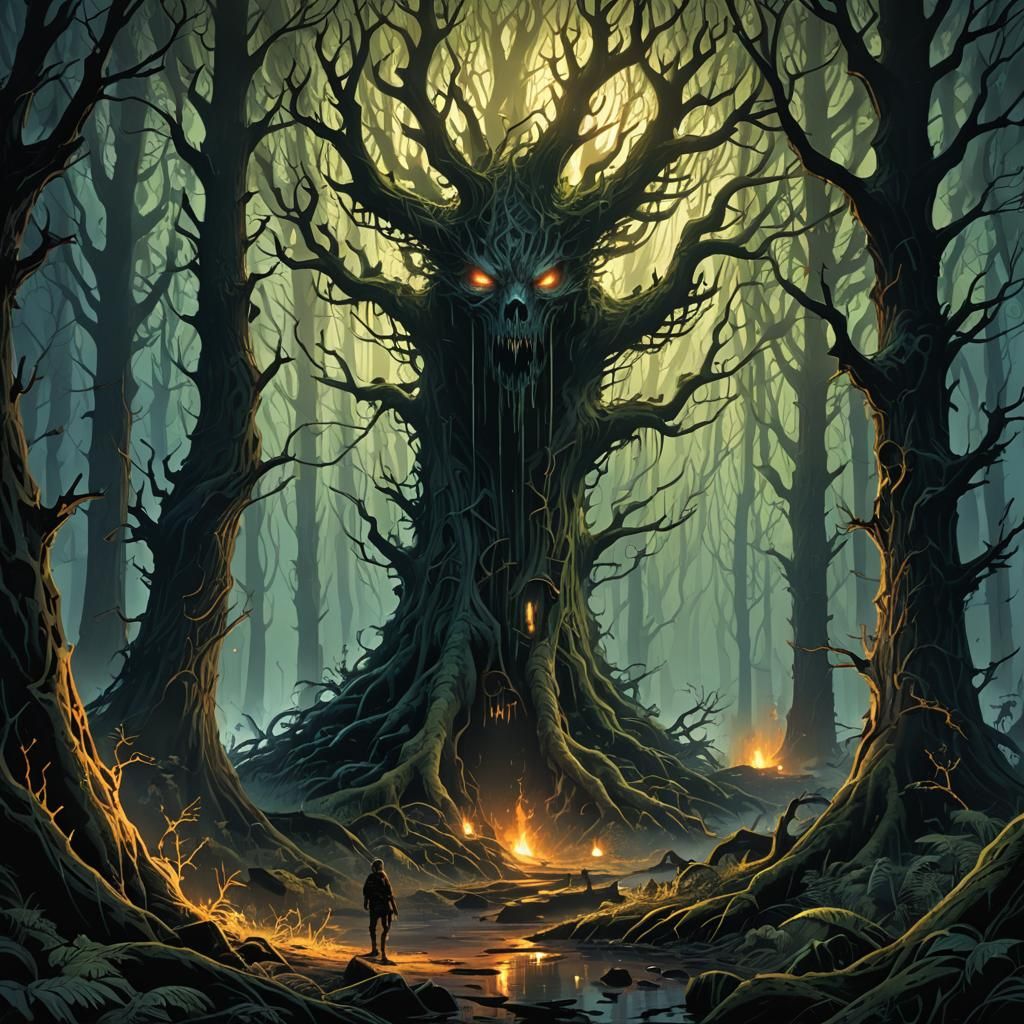 Eerie Cursed Forest with Vengeful Spirits