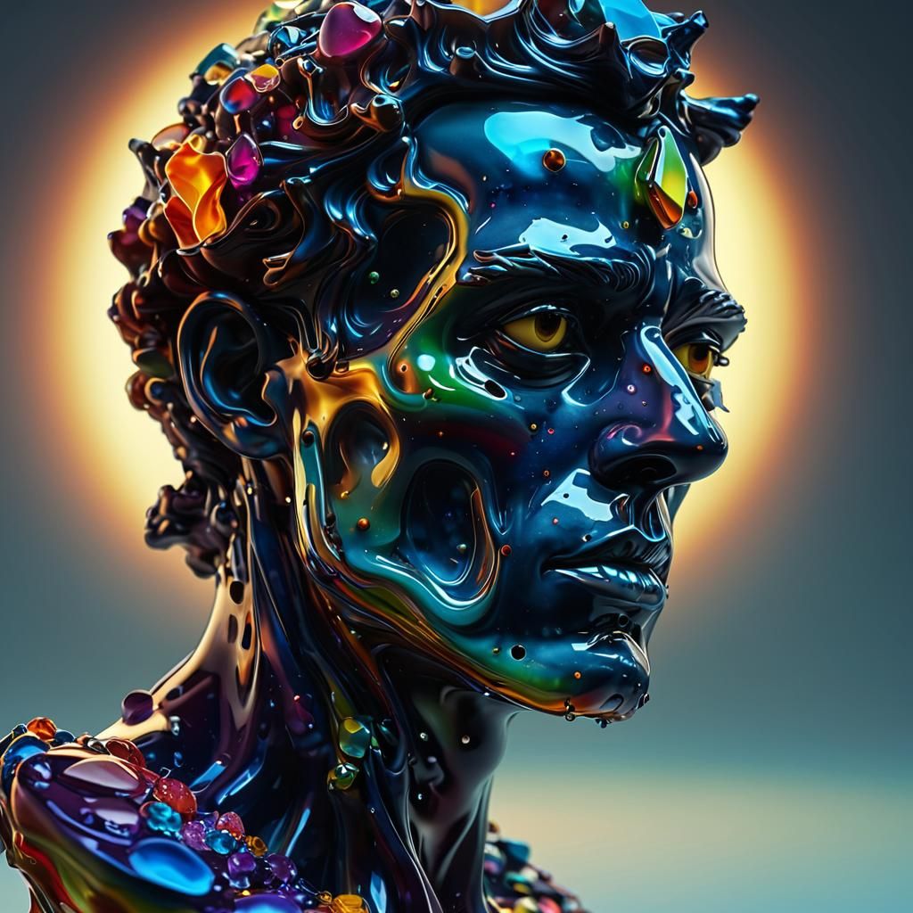 Melting Wax Gemstone Sculpture in Surrealist Style