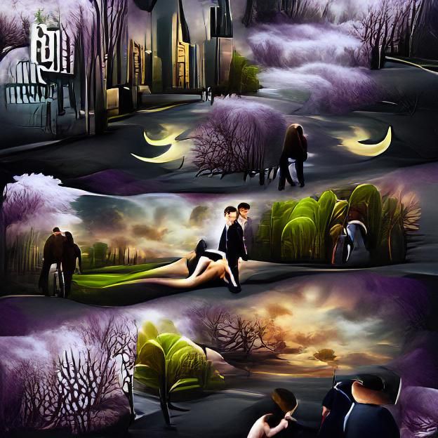 The twilight forced you to go on a walk
Your legs start running, and your leg gets caught