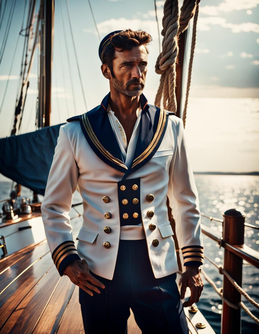 Nautical Portrait of a Confident Sailor on Deck