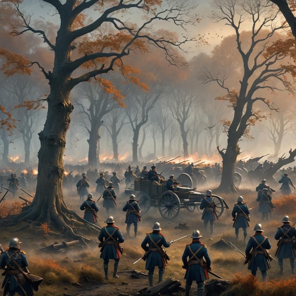 French and British Armies Clash: Historical Fantasy Art