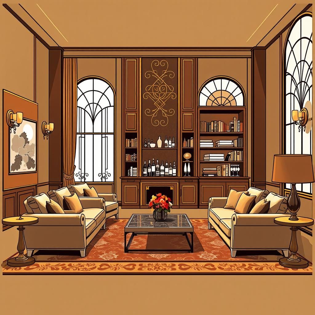 Art Deco Living Room Design with Geometric Lines