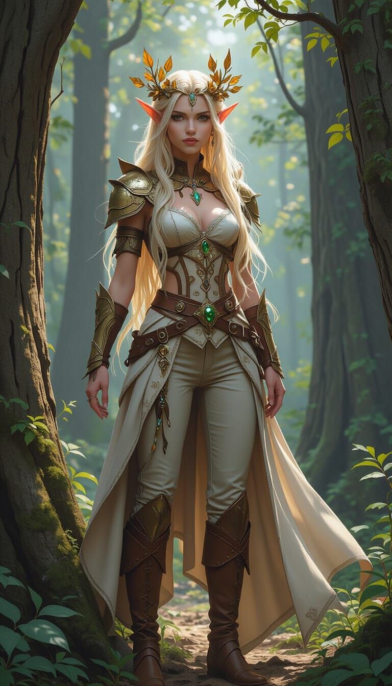 Elf in Forest: Digital Art Inspired by Syd Mead