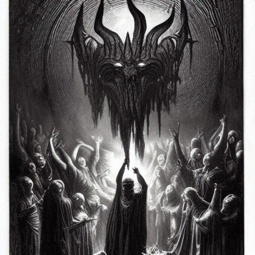 Dark Forest Satanic Ritual in Horror Style