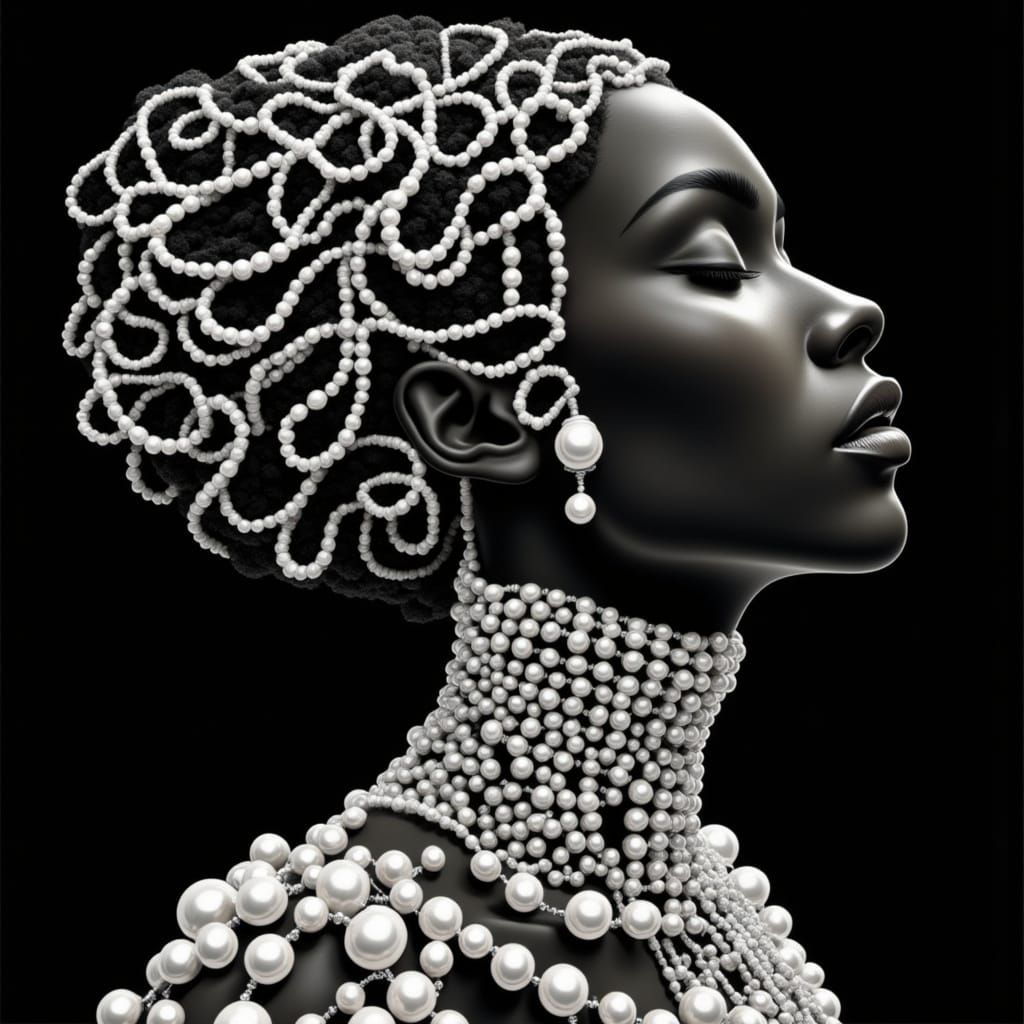 Regal Woman in Monochrome Futuristic Elegance