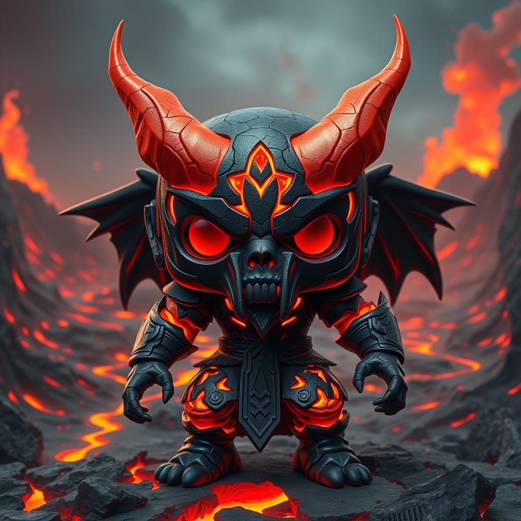 Demonic Overlord in Volcanic Wasteland, Funko Pop Style