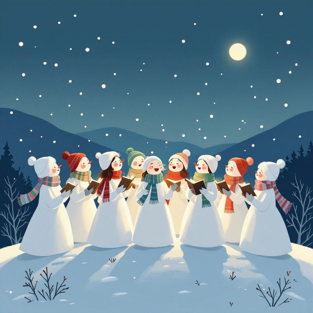 Choir of Snow Women Singing at Dawn