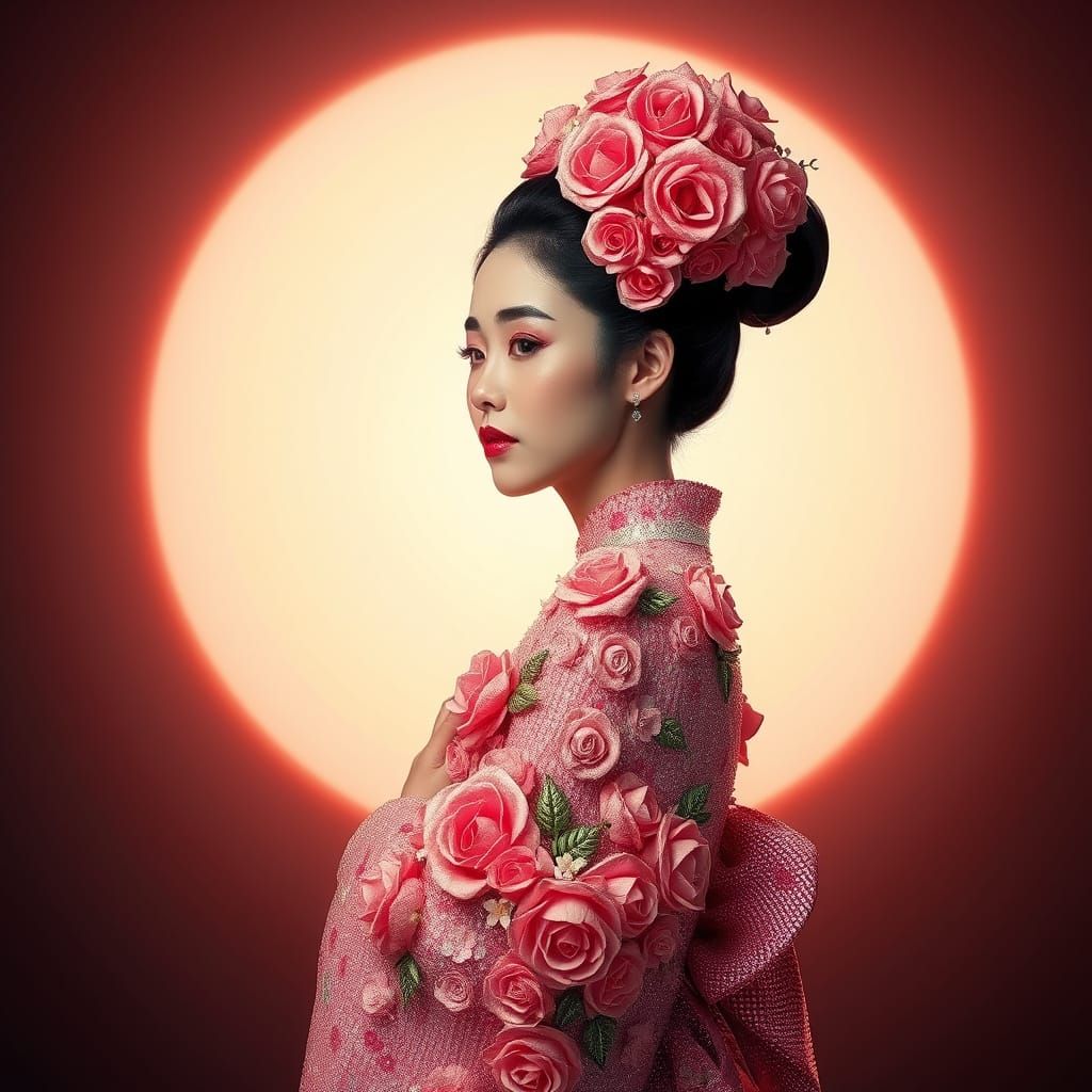 Asian Beauty in a Floral Wonderland