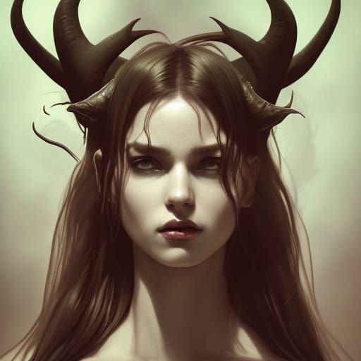 Demon Goddess Portrait in Hyperdetailed Style