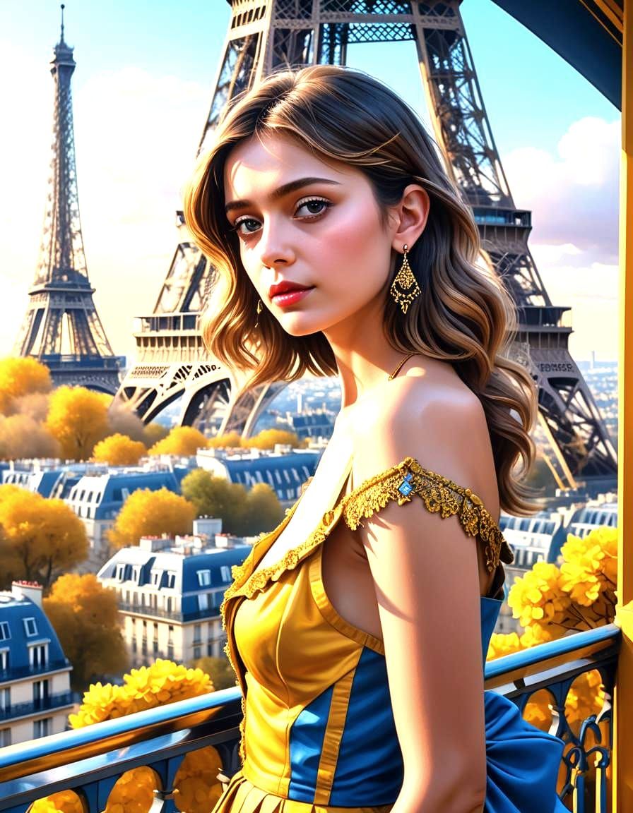 Eiffel Tower View: Art Nouveau Concept Art