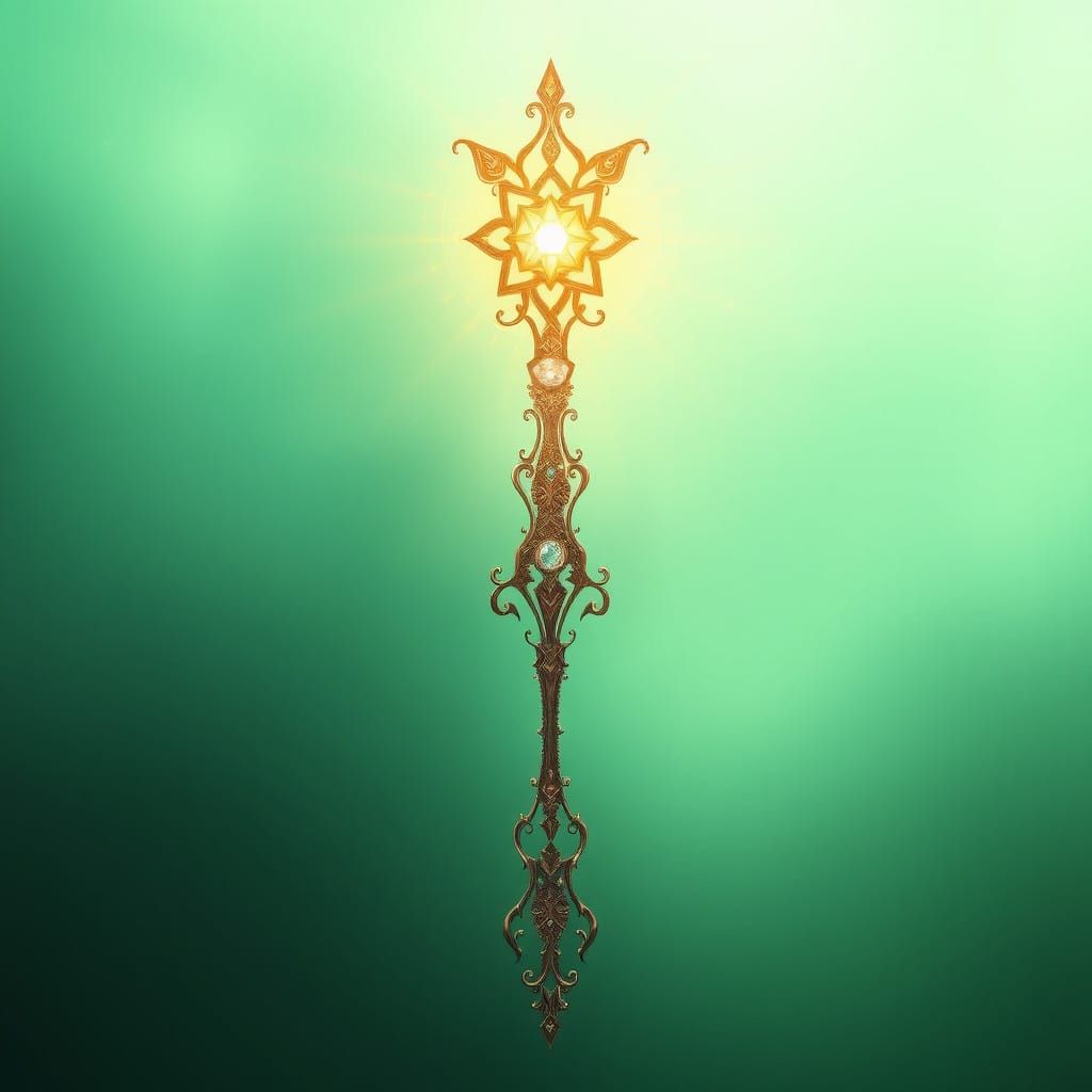 Mystic Wand in Soft Light Green and Deep Teal