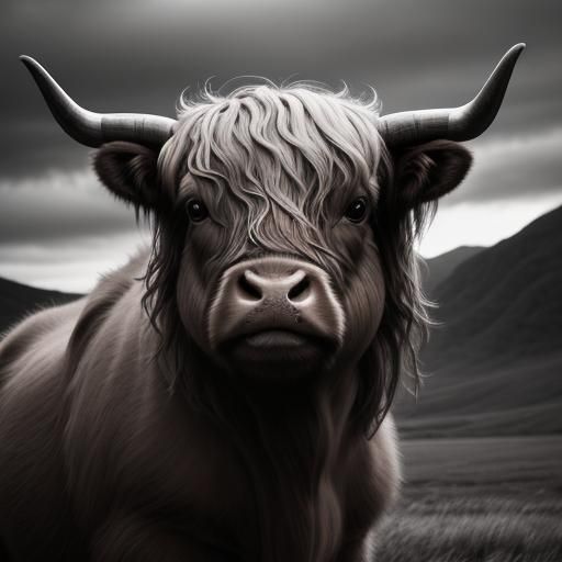 Baby Highland Cow Held in Hand: Hyperrealistic Detail