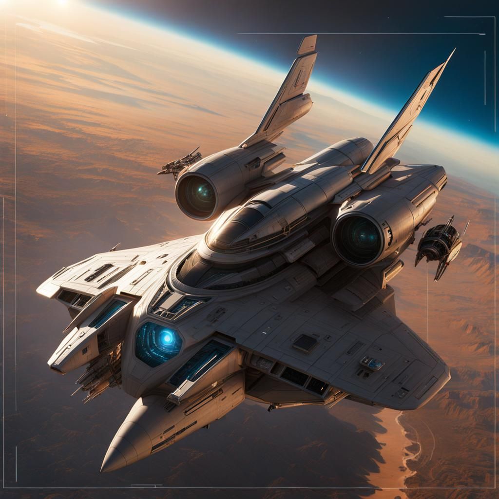 Futuristic Spaceship in Deep Space: Matte Painting