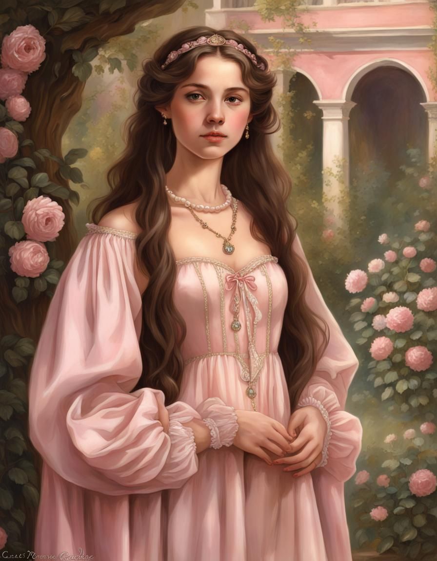 Renaissance Woman in Golden Gown Portrait