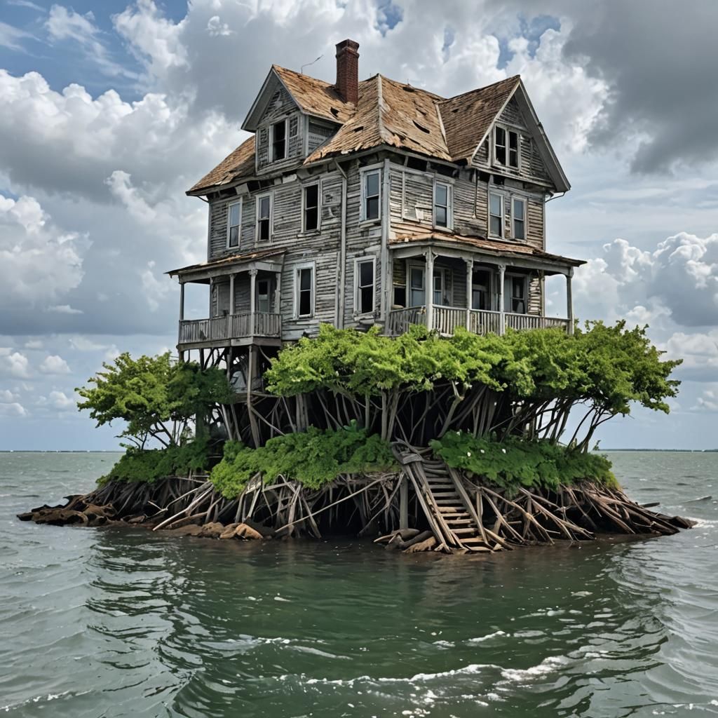 Rickety Ocean House on Tiny Island