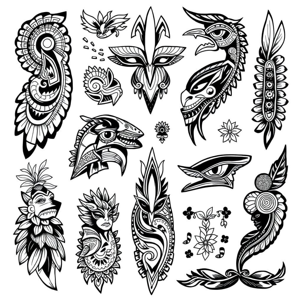 Polynesian Tattoo Designs in Flash Sheet Style
