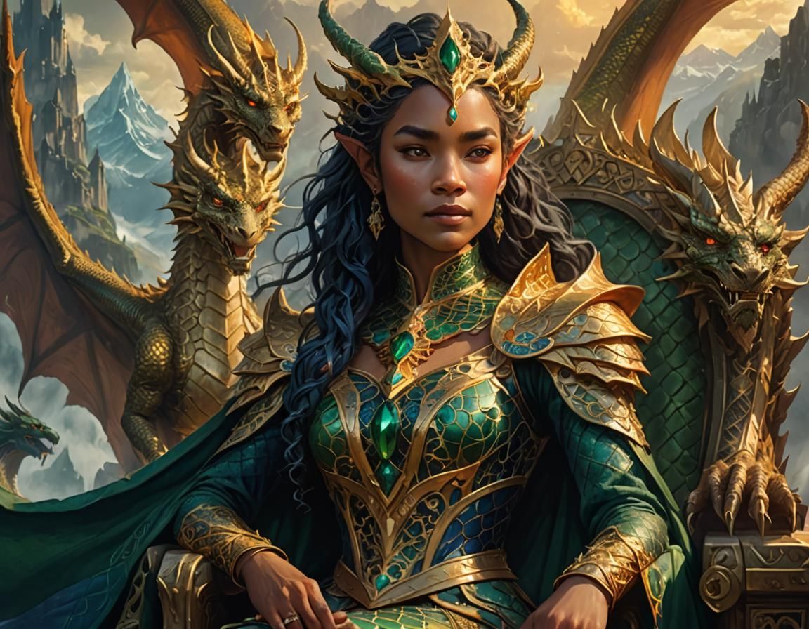 Dragon Queen Portrait in Epic Fantasy Style