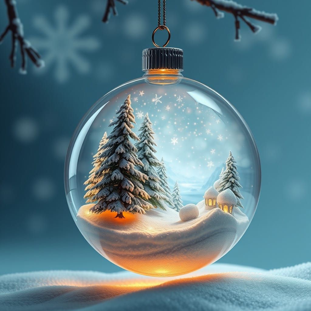 Stunning Hyper-Realistic Winter Wonderland Christmas Ornamen...