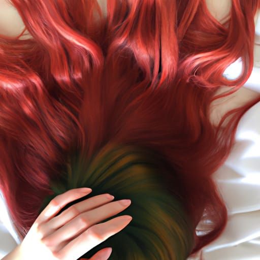 Red-Headed Woman's Insomnia Struggle: A Digital Image
