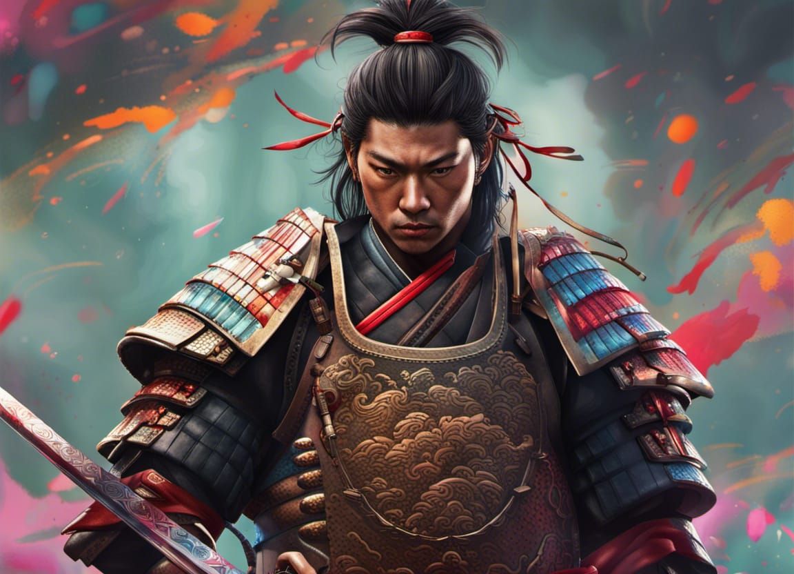 Skilled Samurai Warrior in Training Grounds